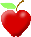 A red, heart-shaped apple