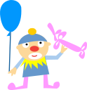 A clown with balloons